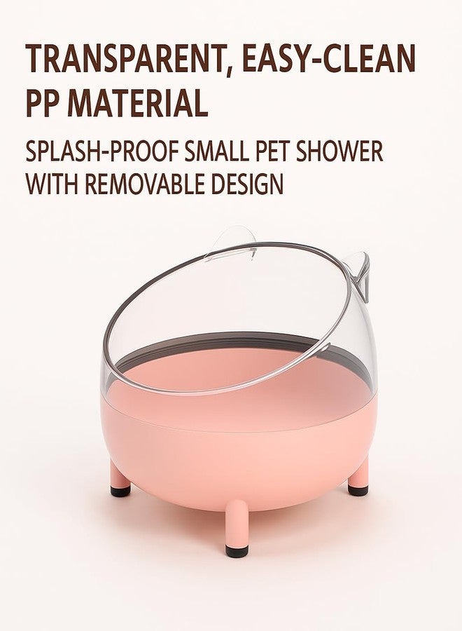 حوض هامستر شفاف من VAYINATO®، قطعة واحدة، قاعدة مانعة للانزلاق - تصميم دائري بأربعة أرجل للهامستر والحيوانات الأليفة الصغيرة | دش صغير مقاوم للرذاذ للحيوانات الأليفة بتصميم قابل للإزالة - Image 3